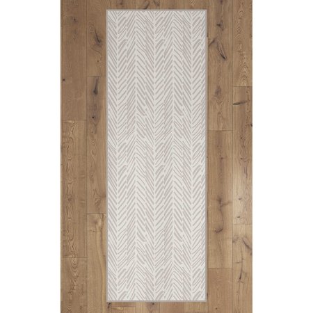DEERLUX Area Rug with Nonslip Backing, Abstract Beige Chevron Strokes Pattern, 2.5 x 6.5 Ft Runner QI003641.R